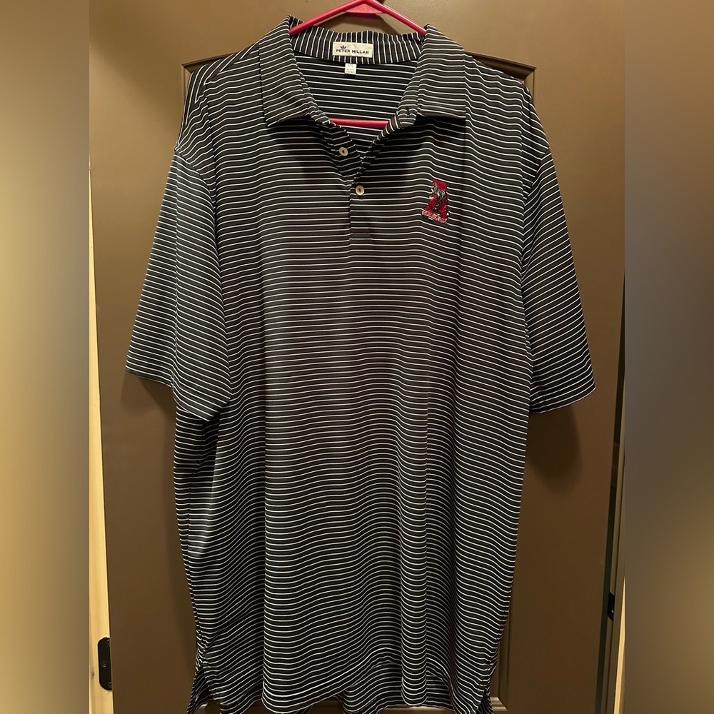 Peter Millar Black and White Striped Polo